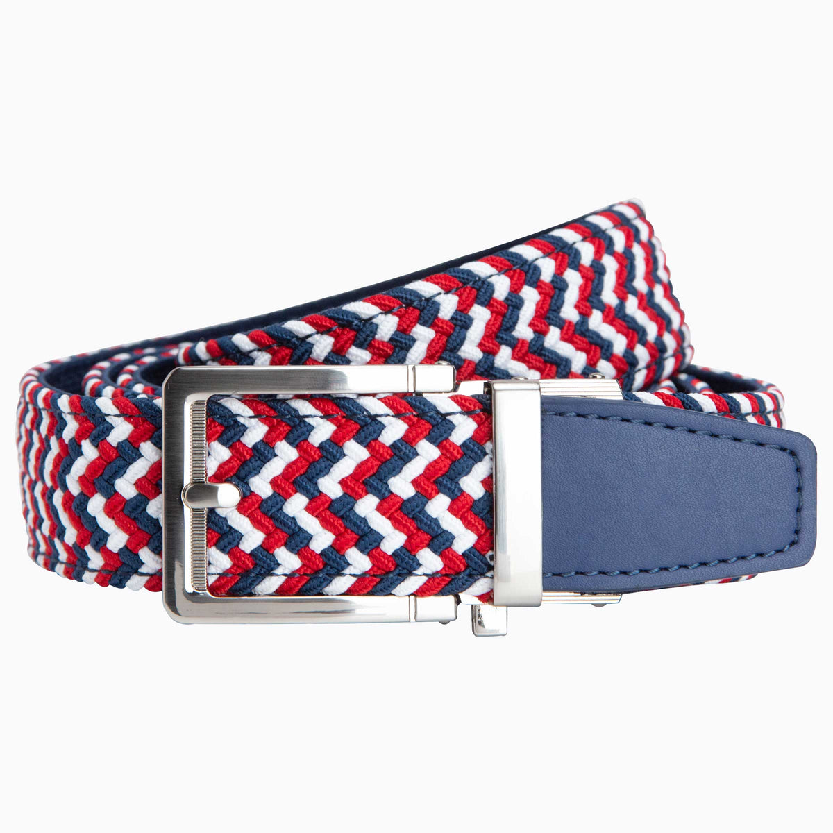 Vintage Richville Red White & Blue Leather Belt Royal & Red Baseball Belt • Pioneer Fit main image 2