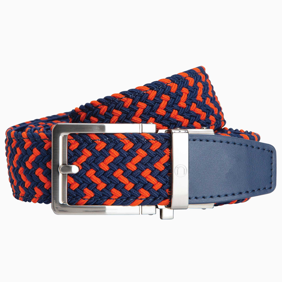 Braided Orange & Navy Ratchet Golf Belt display picture 1