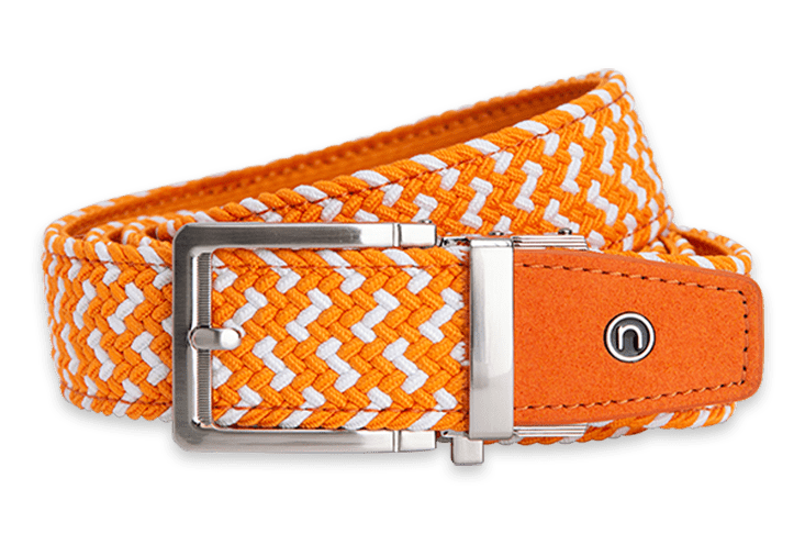 Braided Orange & White, a 3/8" Strap, Golf Belt