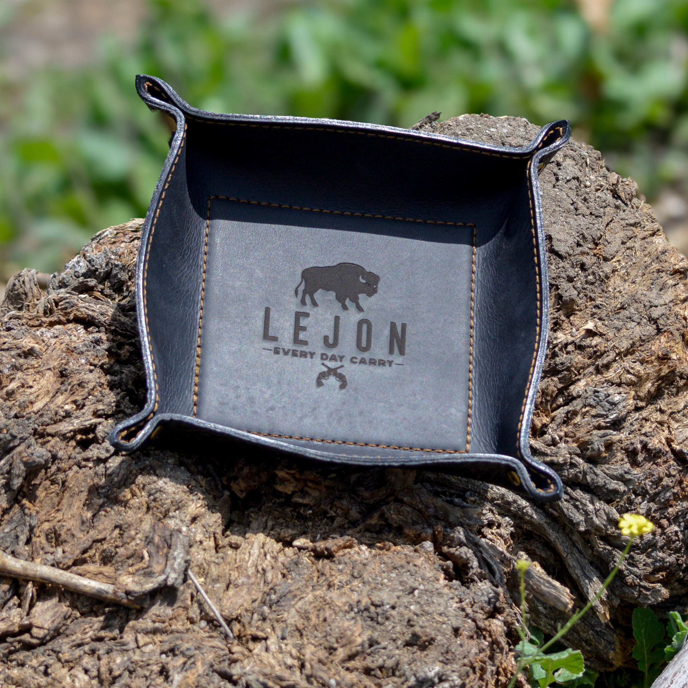 Lejon Leather Goods Everyday Catchall Tray – Black | Premium EDC Valet Organizer