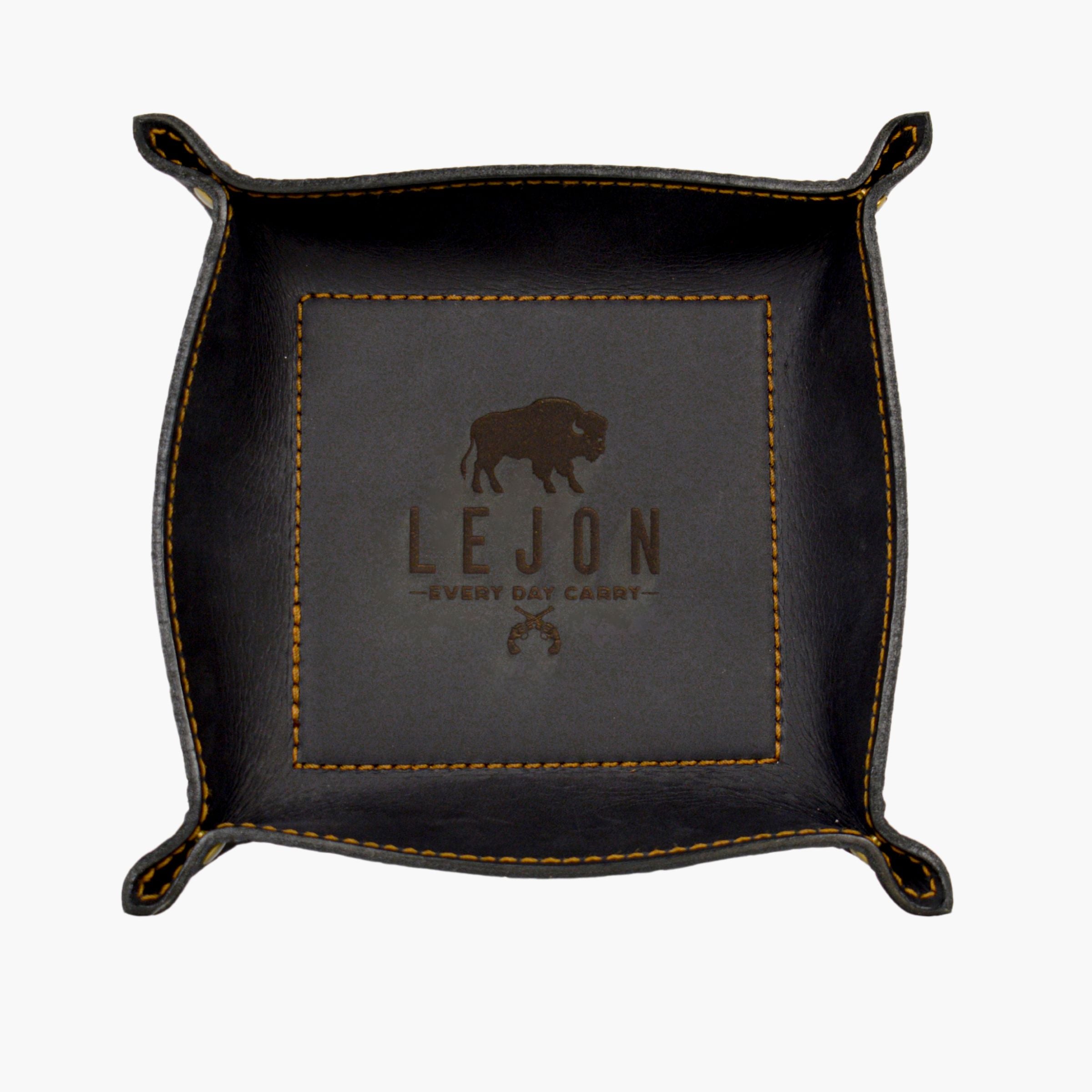 Lejon Leather Goods Everyday Catchall Tray – Black | Premium EDC Valet Organizer