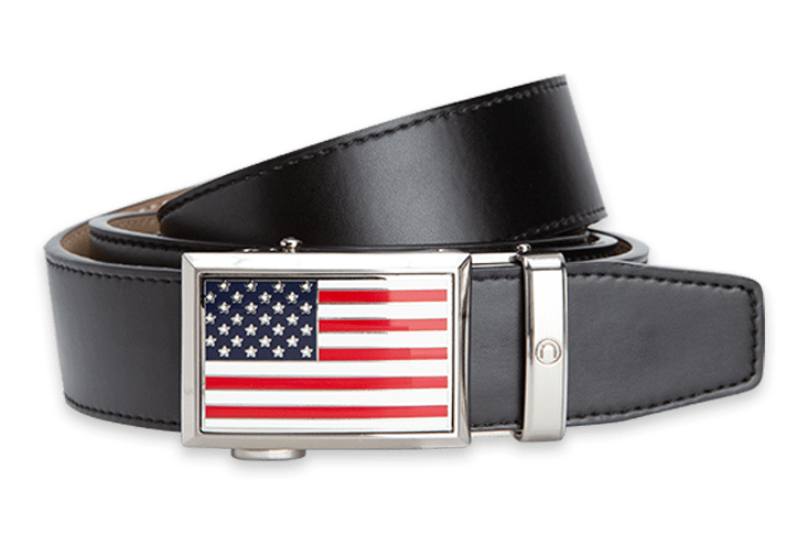 Heritage USA Flag, Black 1 3/8" Strap, Golf Belt