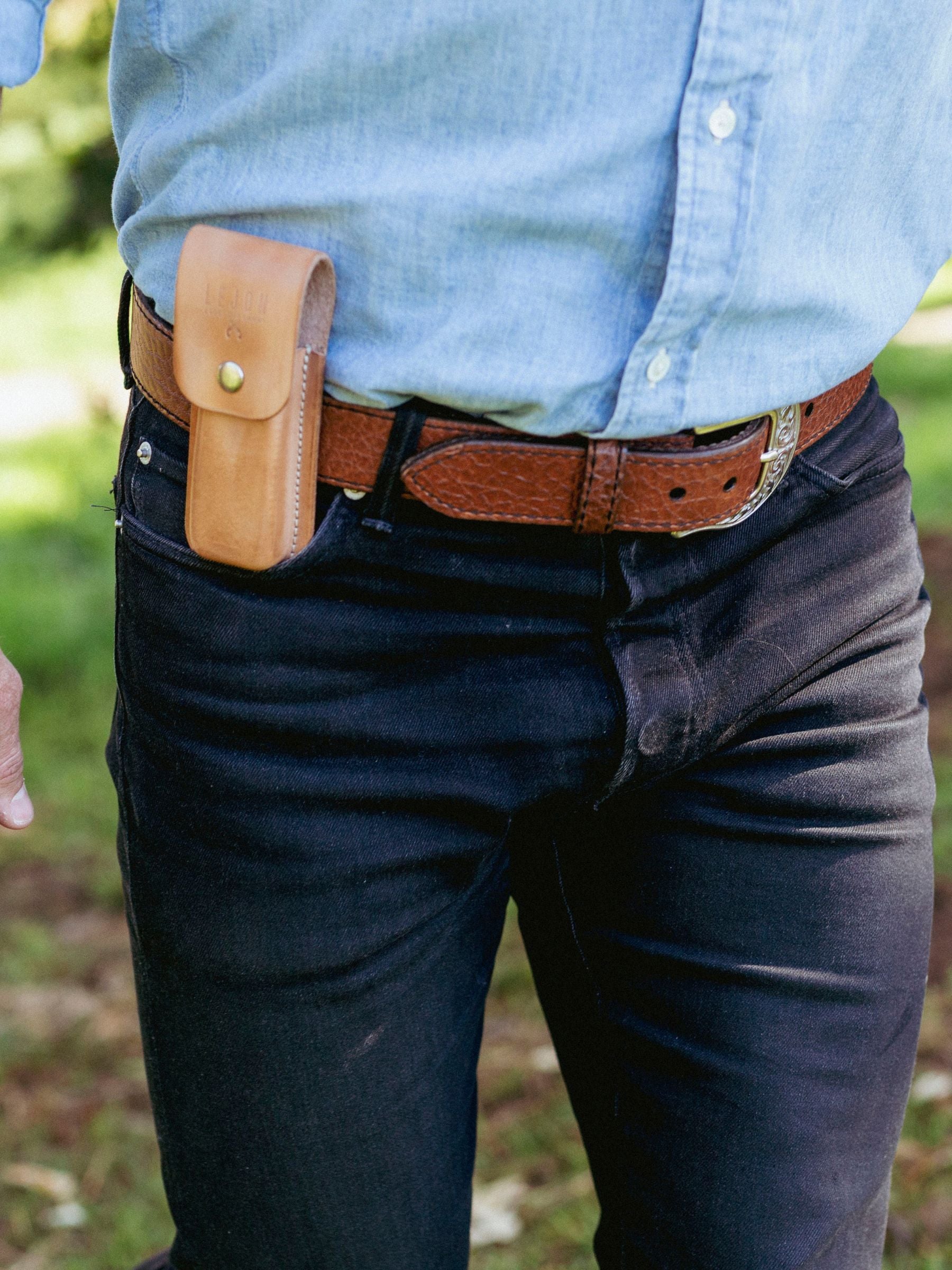 Lejon Leather Goods Sidekick Knife Sheath – Natural | Premium EDC Pocket Organizer