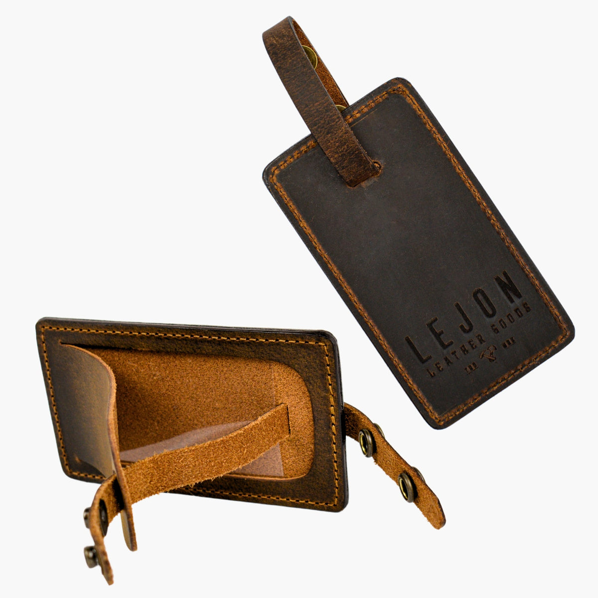 Lejon Traveler Leather Luggage Tag | Premium Travel ID Tag