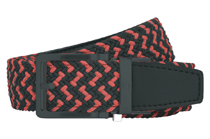 Braided Scarlet & Black, 1 3/8" Strap, Golf Belt