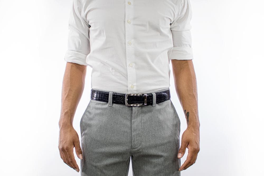 Nexbelt Dress Belt Black / Fits up to 45” waist Crocodile Embossed Black Dress Belt