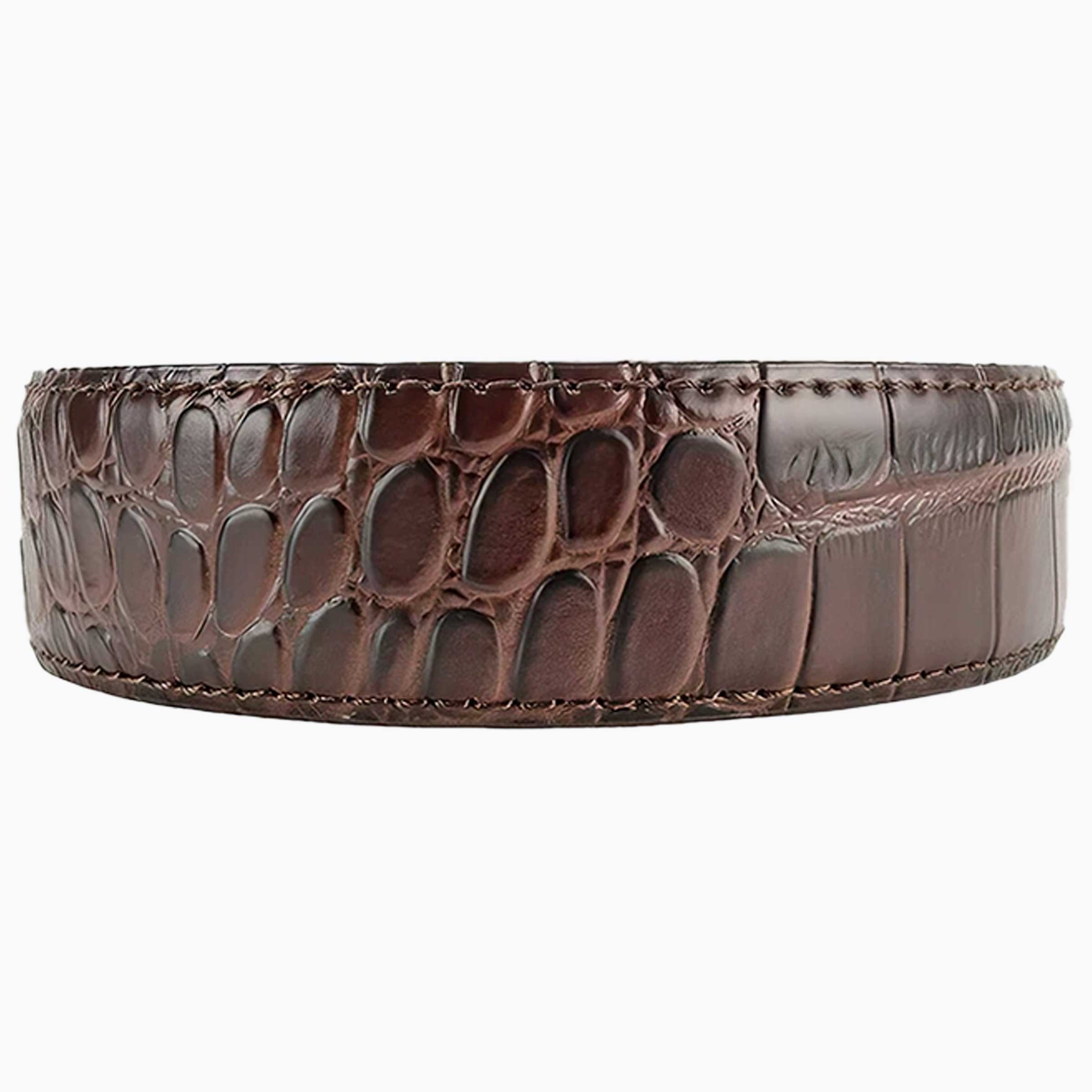 Alligator Embossed Coffee Leather Strap 1.38" [35mm]