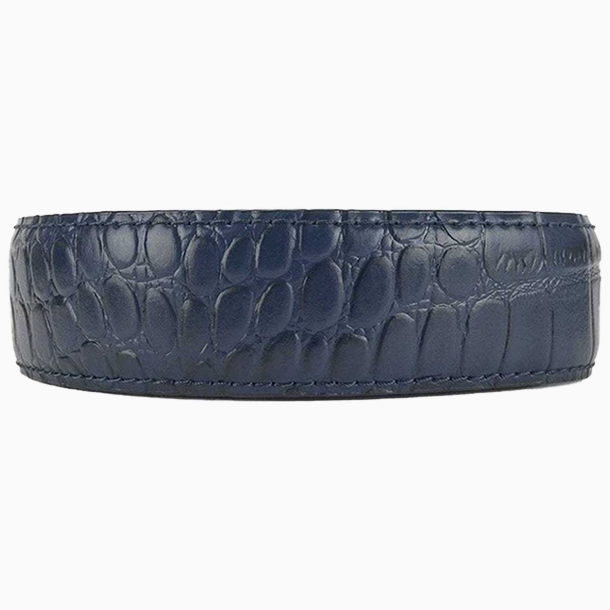 Alligator Embossed Navy Leather Strap 1.38" [35mm]