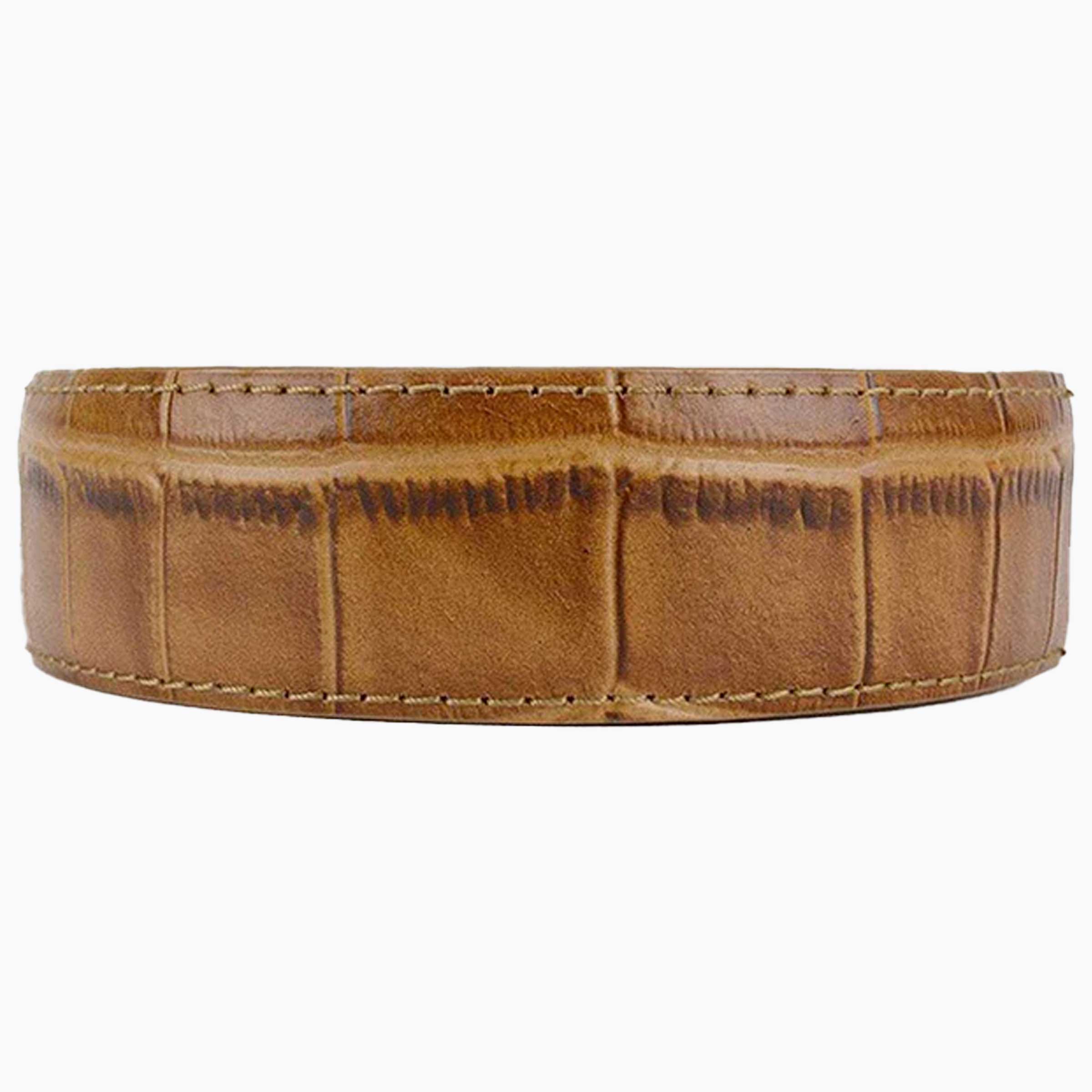 Alligator Embossed Tan Leather Strap 1.38" [35mm]