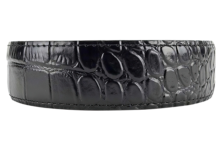 Alligator Embossed Black 1 3/8" Leather Dress Strap