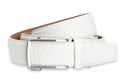 Alligator White, 1 3/8" Strap, Dress Belt
