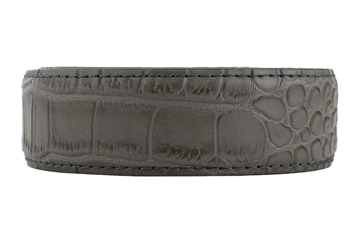 Alligator Embossed Grey 1 3/8" Leather Dress Strap