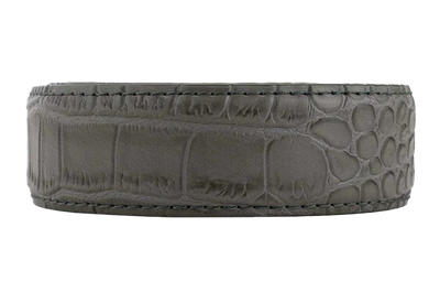 Alligator Embossed Grey 1 3/8" Leather Dress Strap
