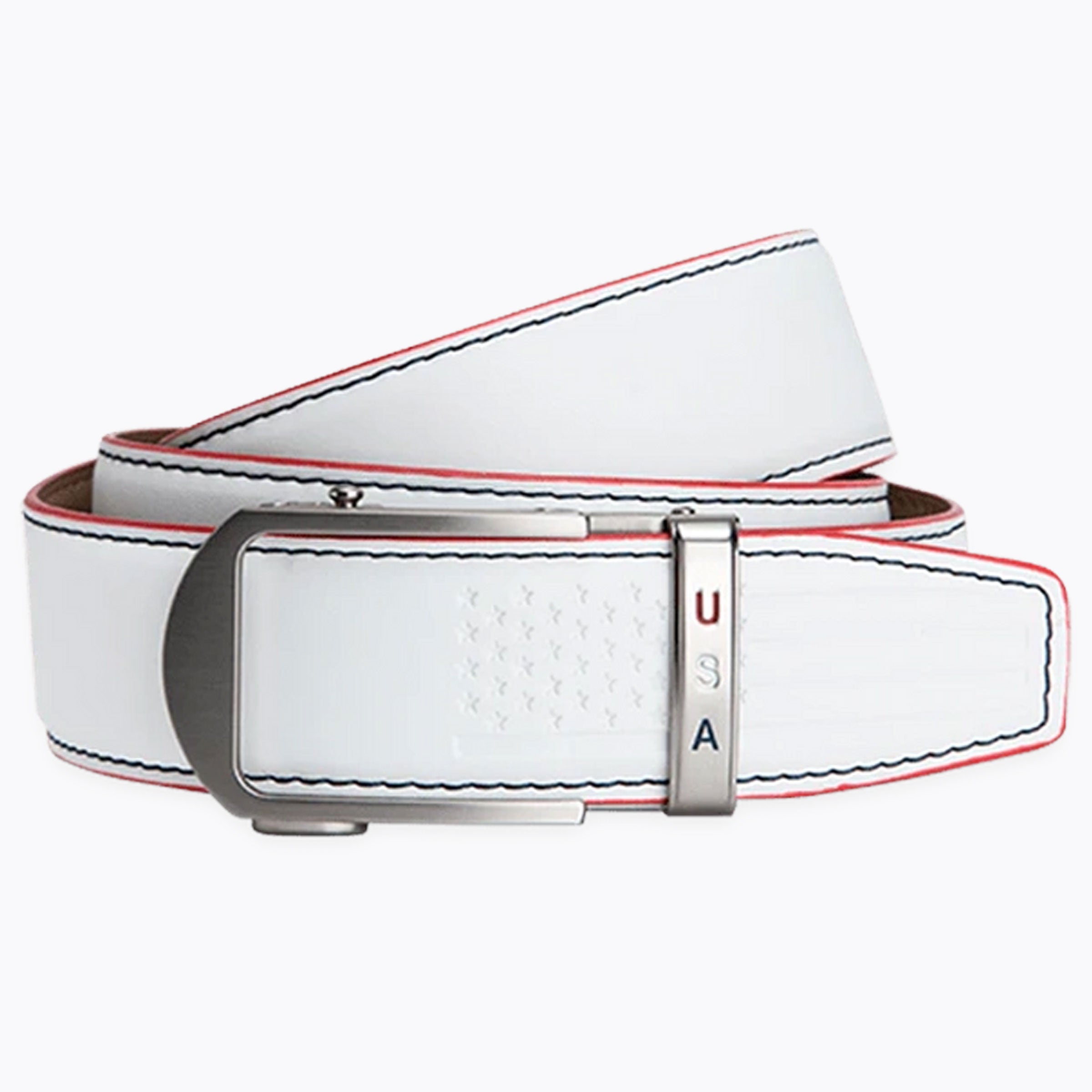 Anthem White Golf Ratchet Belt, 1 3/8