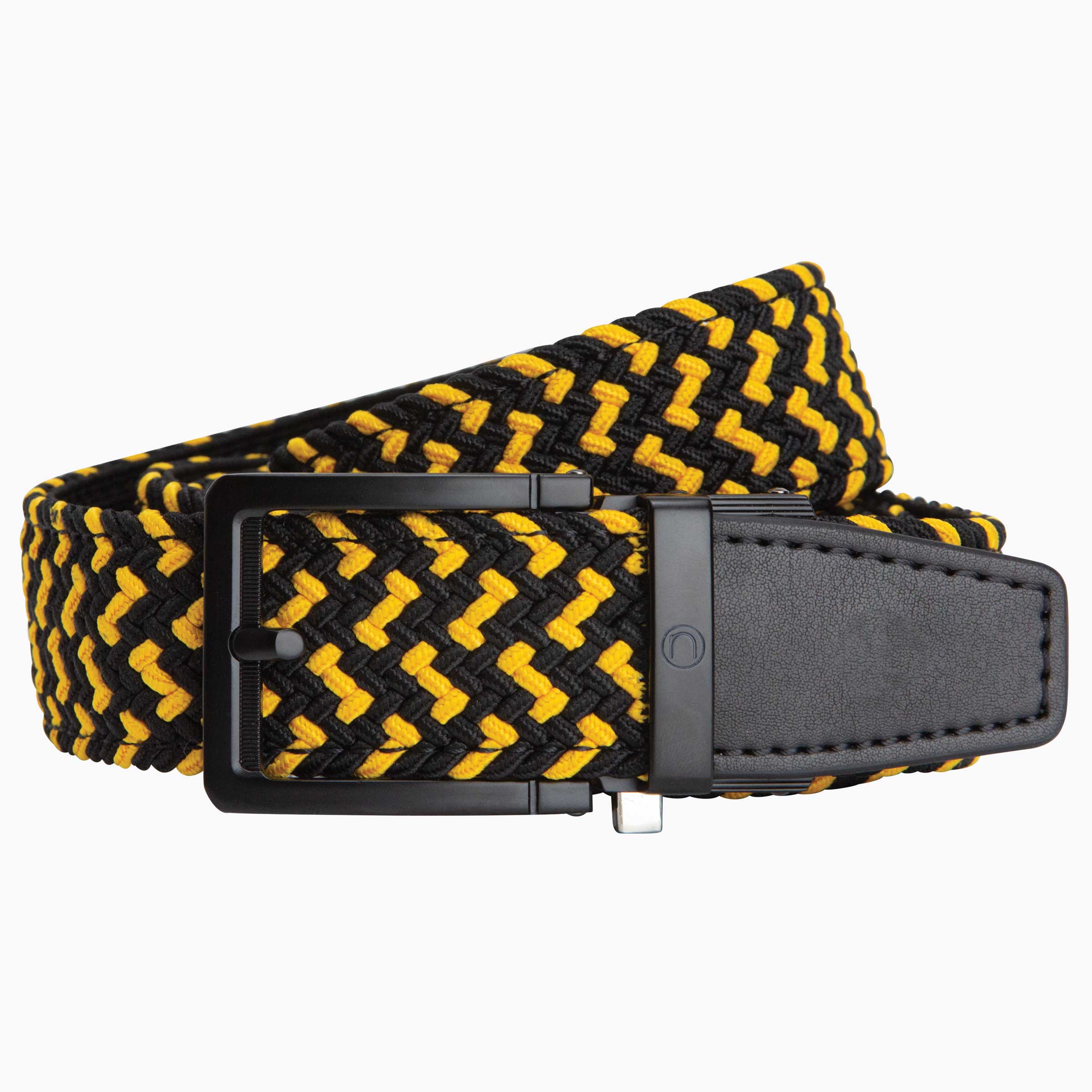 Braided Black & Gold Golf Ratchet Belt 1.38" [35mm]