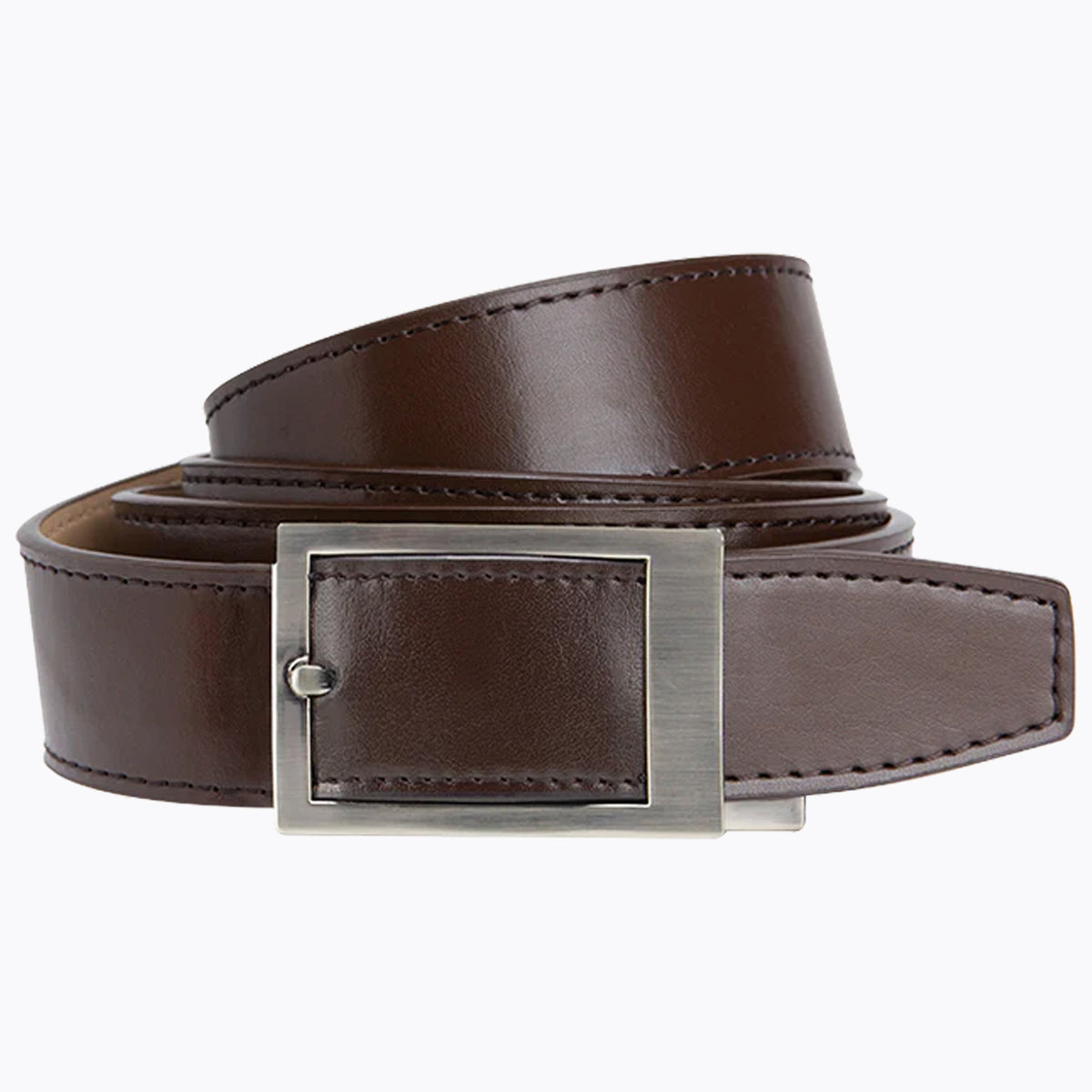 classic leather dress belt Men's Dark Brown with Silver-Tone Buckle Belt-32 1/4(32mm) wide belt with matching leather keeper 2 Classic Leather Dress Belt -