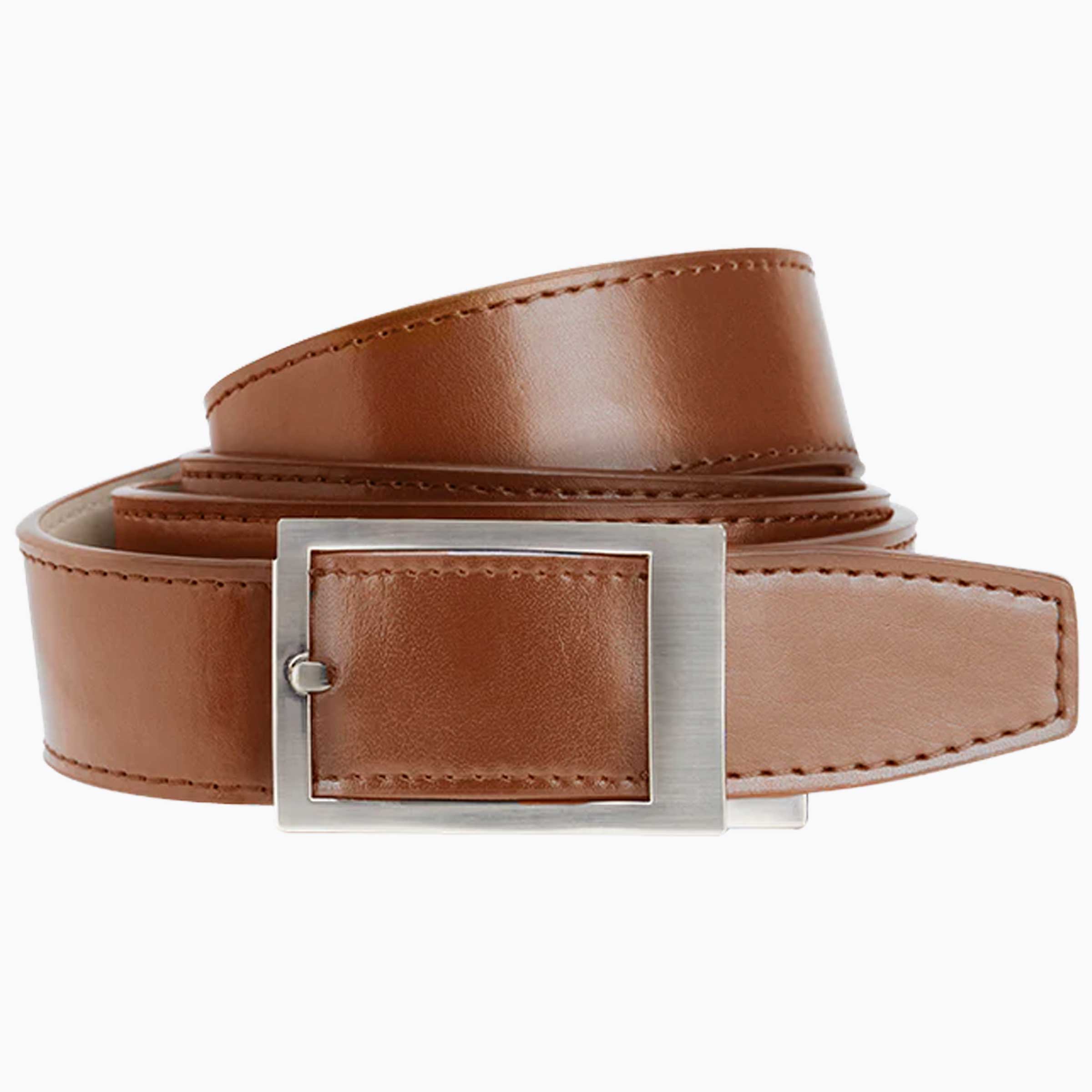 Classic Walnut Brown Leather Dress Belt 1 3 8 Ratchet Strap