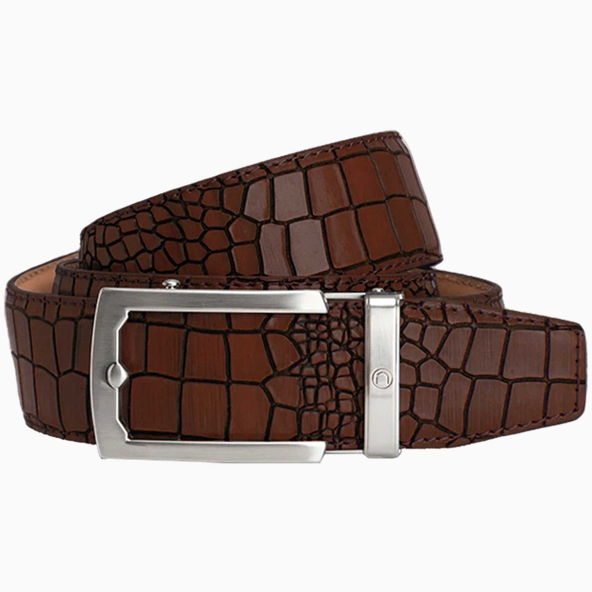 Crocodile Brown Ratchet Belt 1.5