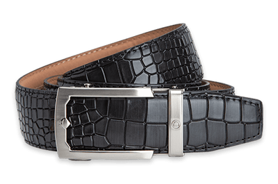 Crocodile Black, 1 1/2" Strap, Dress Belt