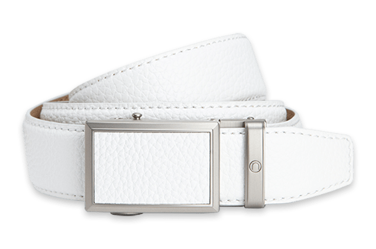 Go-In Pebble Grain Winner White, 1 3/8" Strap, Golf Belt