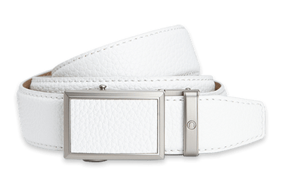 Go-In Pebble Grain Winner White, 1 3/8" Strap, Golf Belt