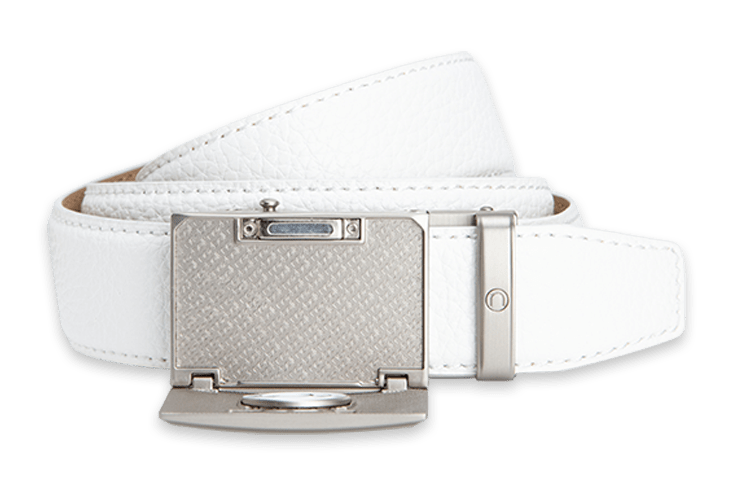 Go-In Pebble Grain Winner White, 1 3/8" Strap, Golf Belt