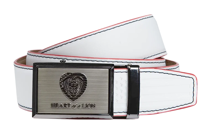 Heart of a Lion White, 1 3/8" Strap, Golf & Dress Belt
