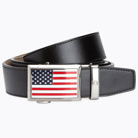 Heritage USA Flag Classic Black Ratchet Belt 1 3/8" Strap [35mm]