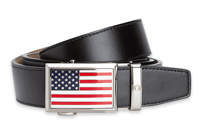 Heritage USA Flag, Black 1 3/8" Strap, Golf Belt