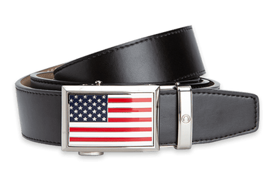 Heritage USA Flag Black 1 3/8" Strap, Dress Belt