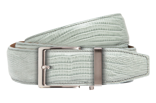 Lizard Light Grey, 40mm Strap, Dress Belt