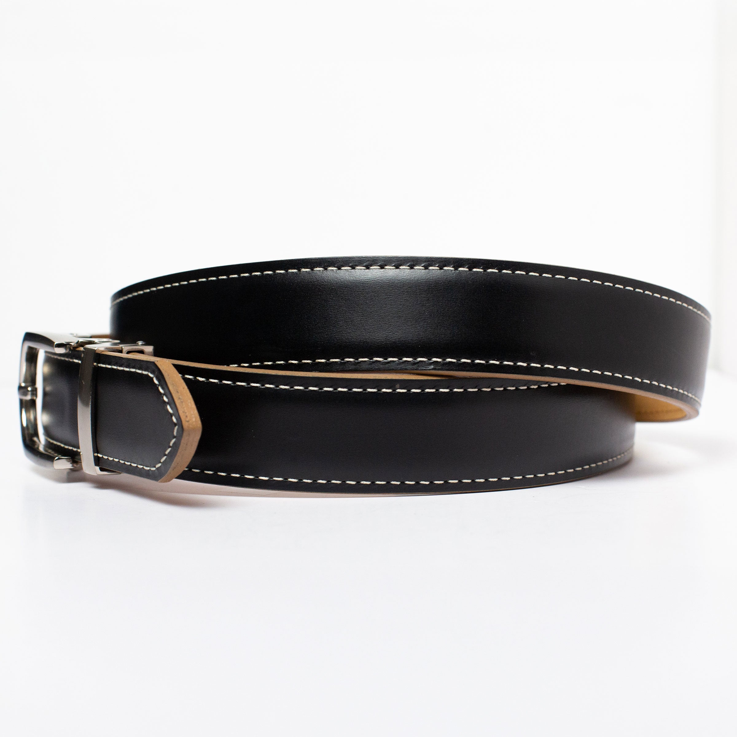 The Langford Americana Belt, Black – Oil-Tanned Harness Leather Strap, 1 3/8" [35mm]