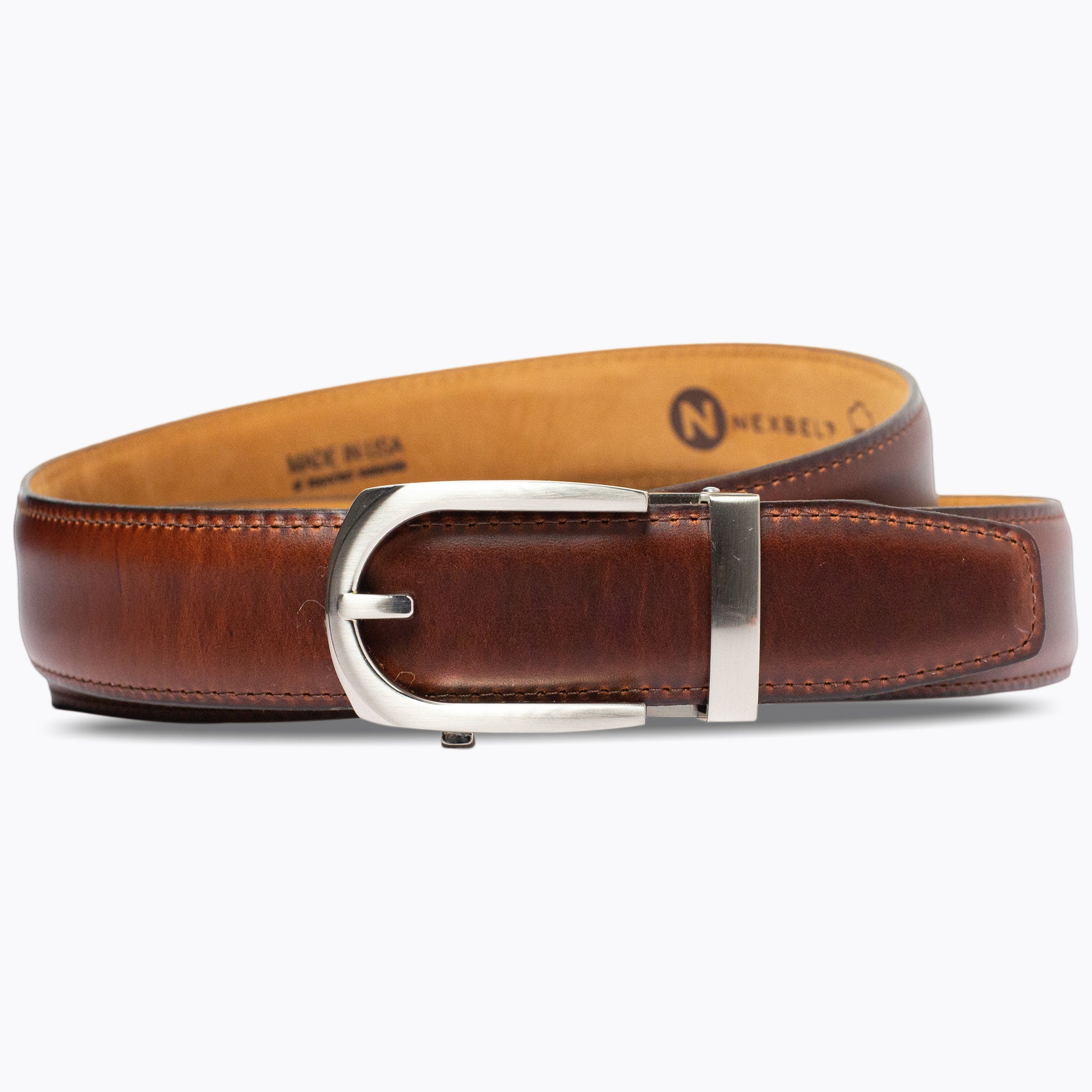 小物 neighborhood leather belt 3204 old brown Continental Brown Leather Belt | Oil-Tanned Harness Leather Belt