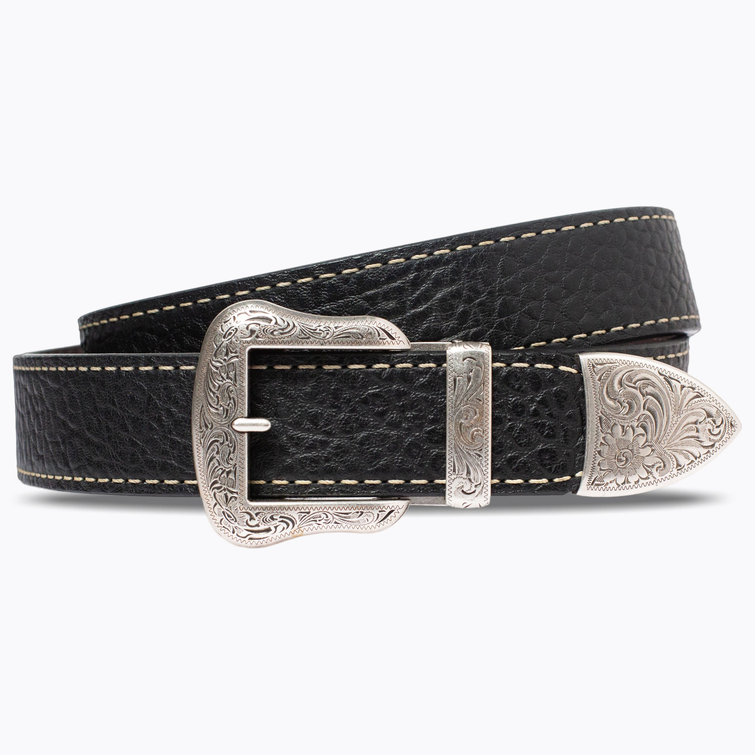 Earpstead Black Buffalo Leather Belt | Western Style Americana