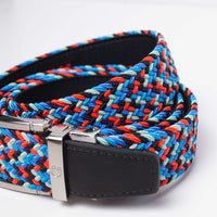 Braided Blue, Red & Grey Golf Ratchet Belt 1.38" [35mm]