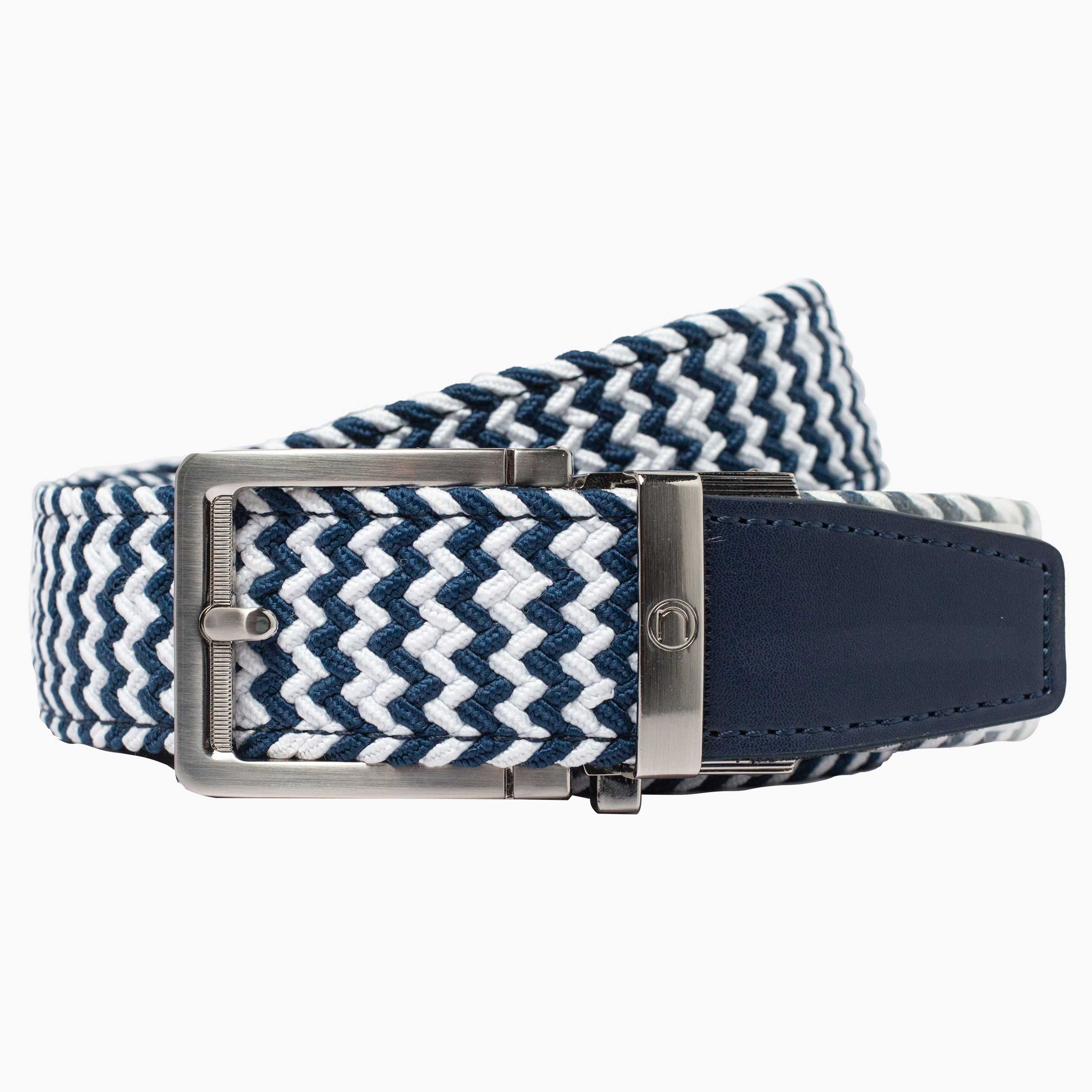 小物 1PIU1UGUALE3 GOLF RATCHET BELT Braided Zigzag Golf Ratchet Belt 1.38