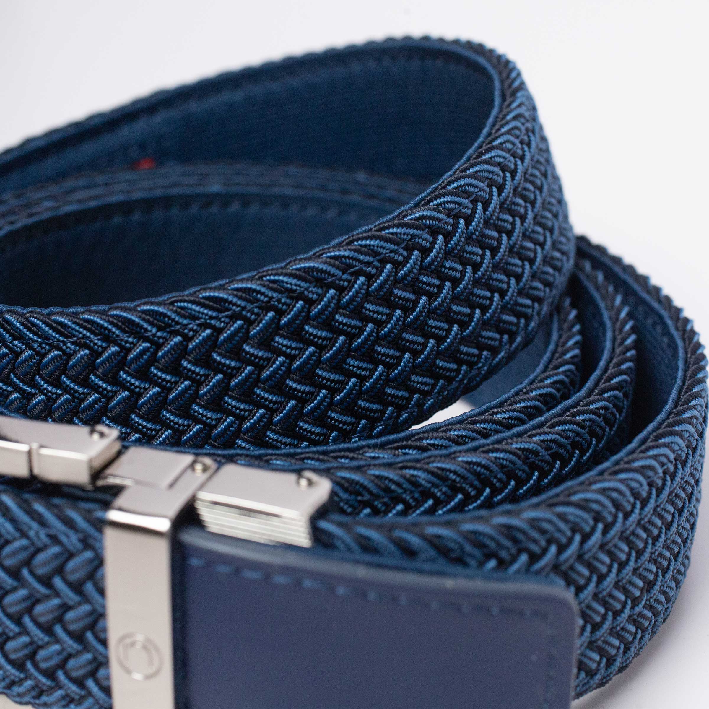 Braided Navy Cord Golf Ratchet Belt 1.38" [35mm]