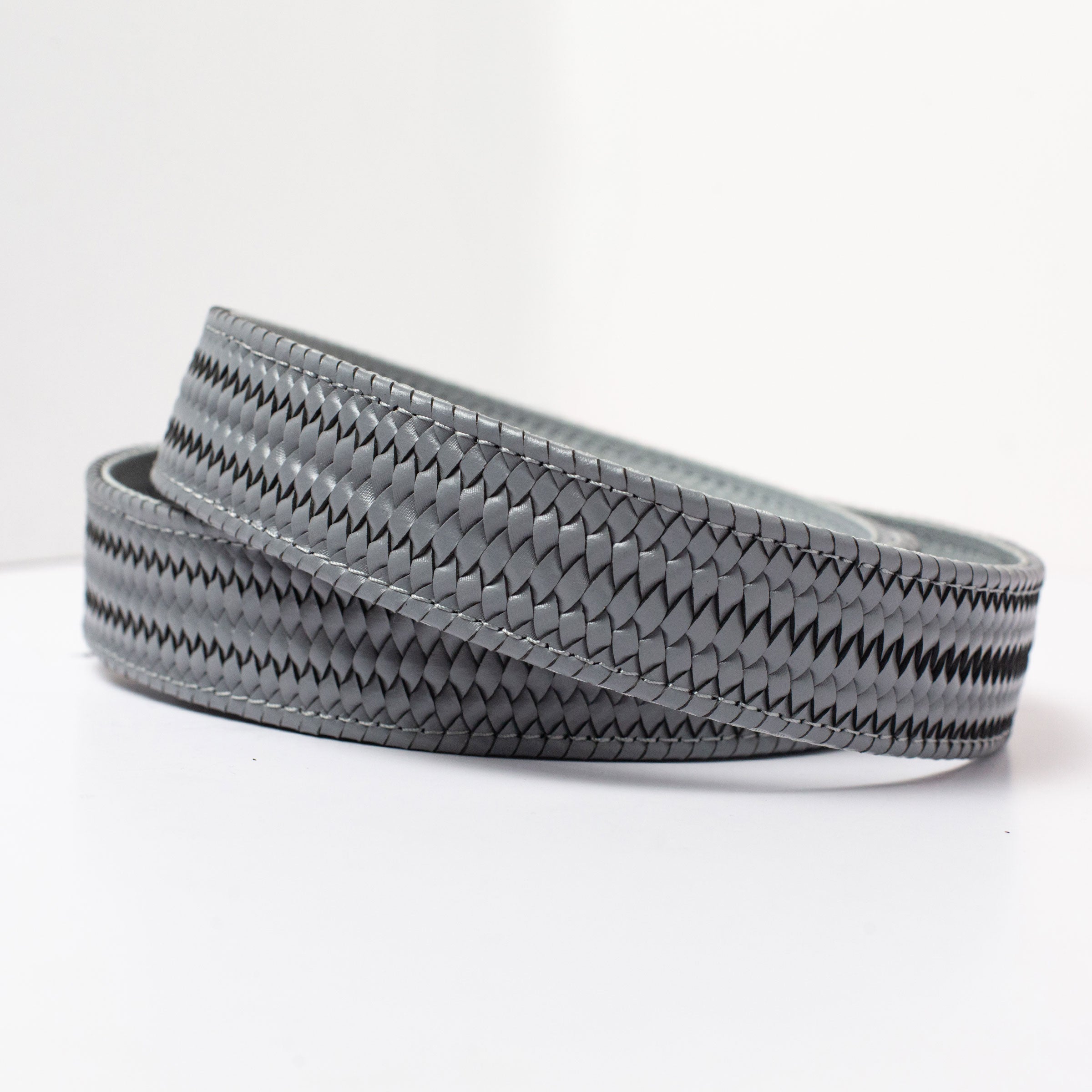 Braided Grey Leather Golf Ratchet Belt 1.38" [35mm]