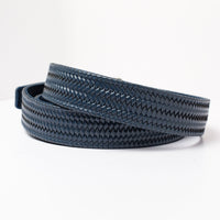 Braided Navy Leather Golf Ratchet Belt 1.38" [35mm]