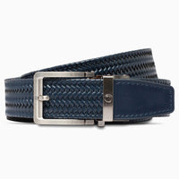 Braided Navy Leather Golf Ratchet Belt 1.38" [35mm]