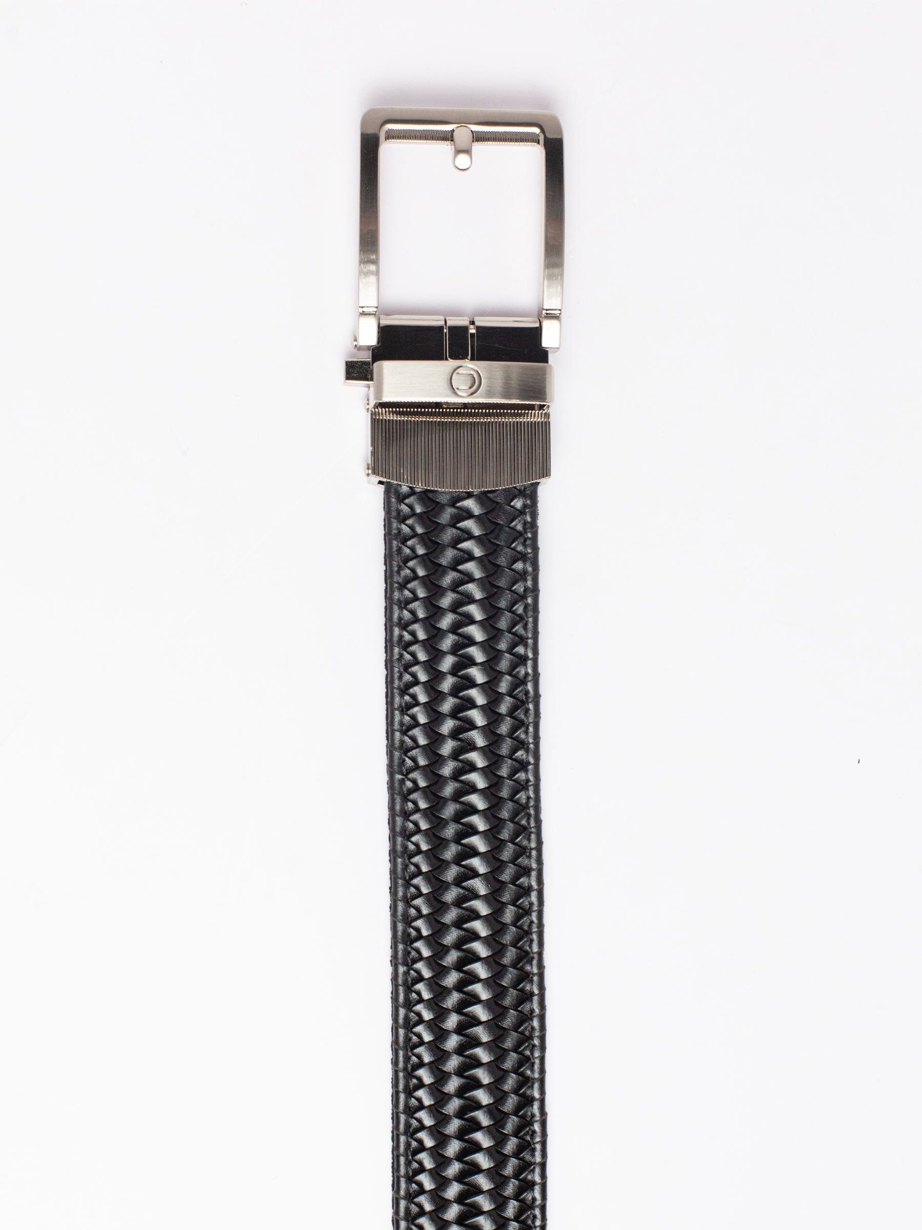 Braided Black Leather Golf Ratchet Belt 1.38" [35mm]