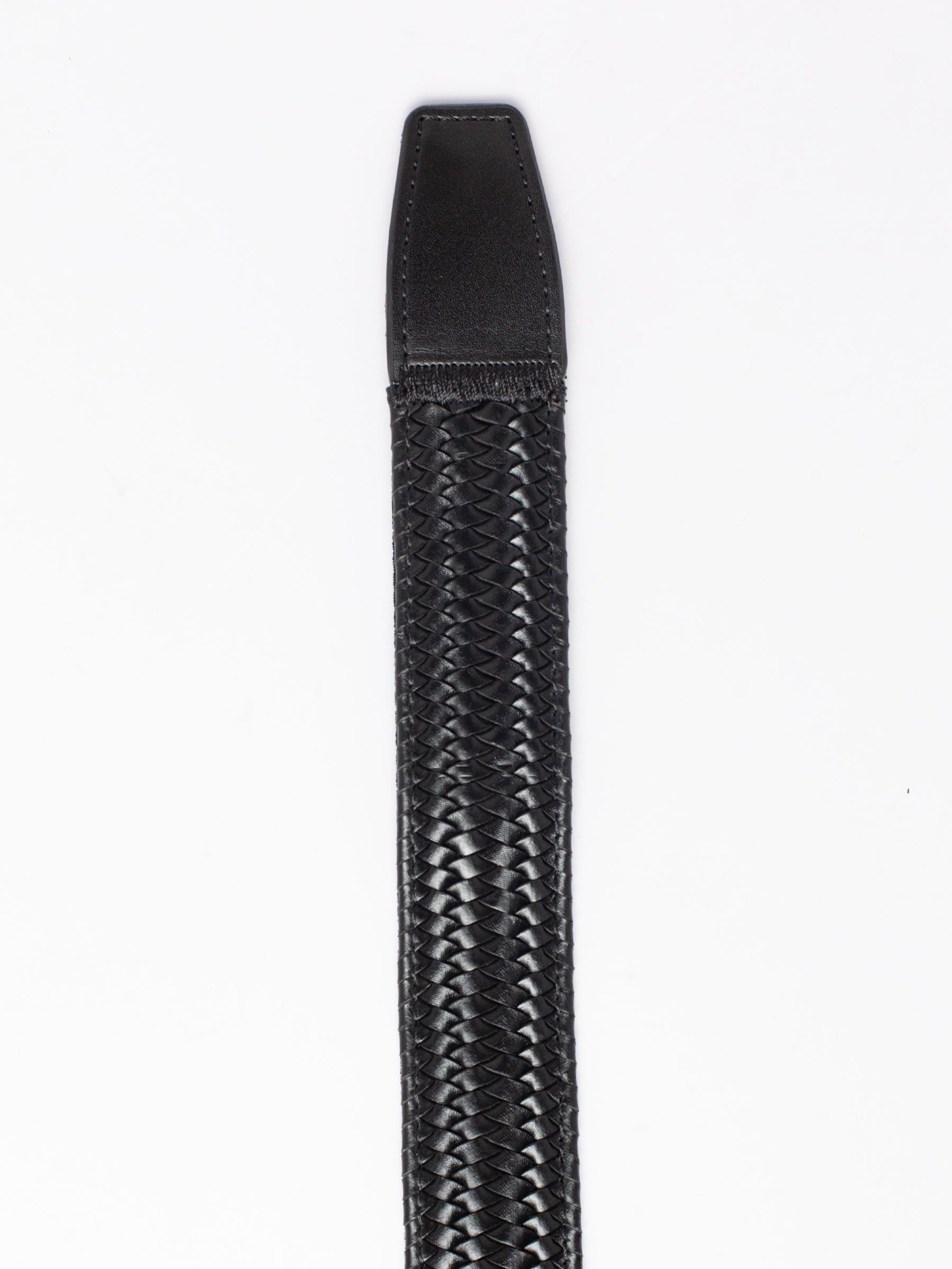 Braided Black Leather Golf Ratchet Belt 1.38" [35mm]