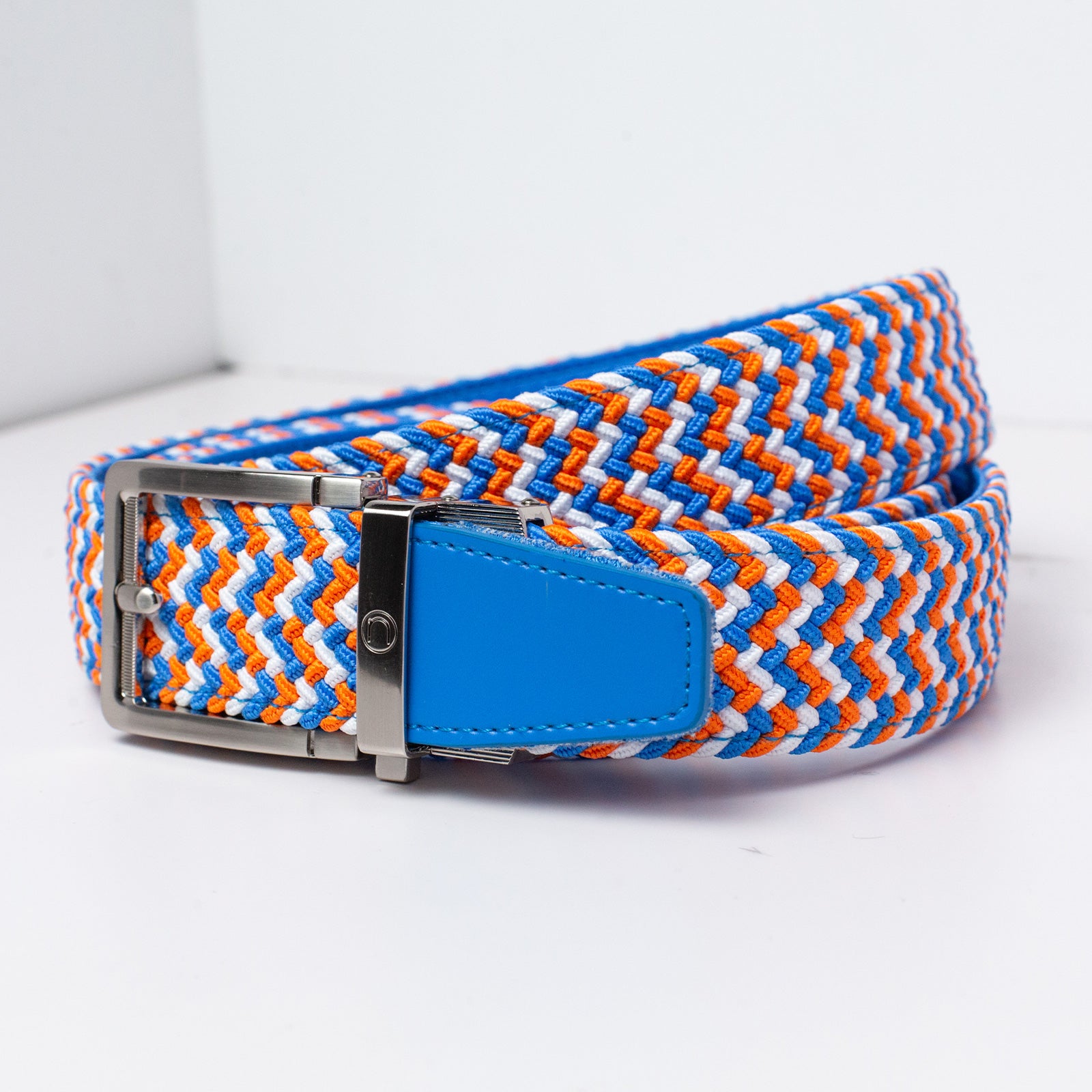 Braided Blue & Orange Golf Ratchet Belt 1.38" [35mm]