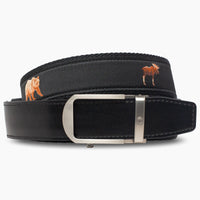 Grizzly & Moose Black Outdoor Ribbon Ratchet Belt 1.38" [35mm]