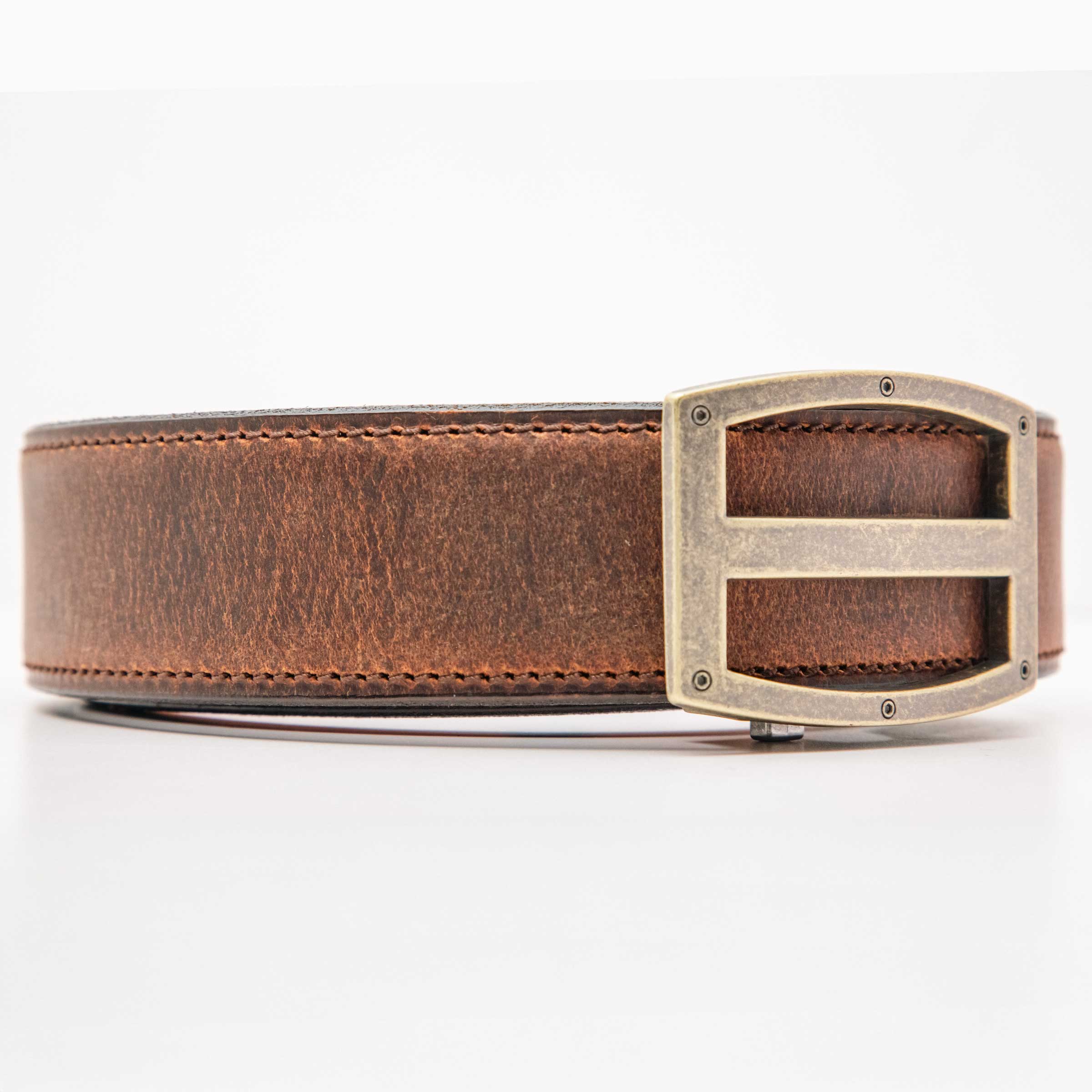 Titan Ironhide Brown EDC Ratchet Belt - Side