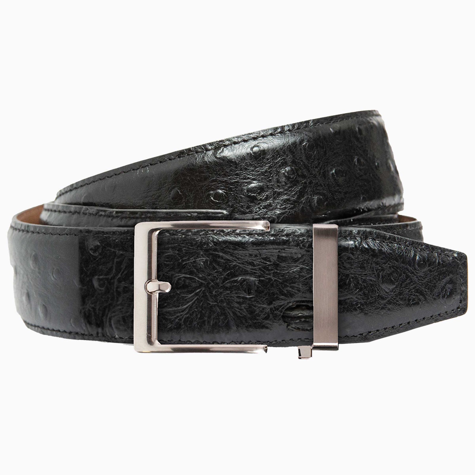 Rowland Thomas Ostrich Black Exotic Dress Belt Nexbelt