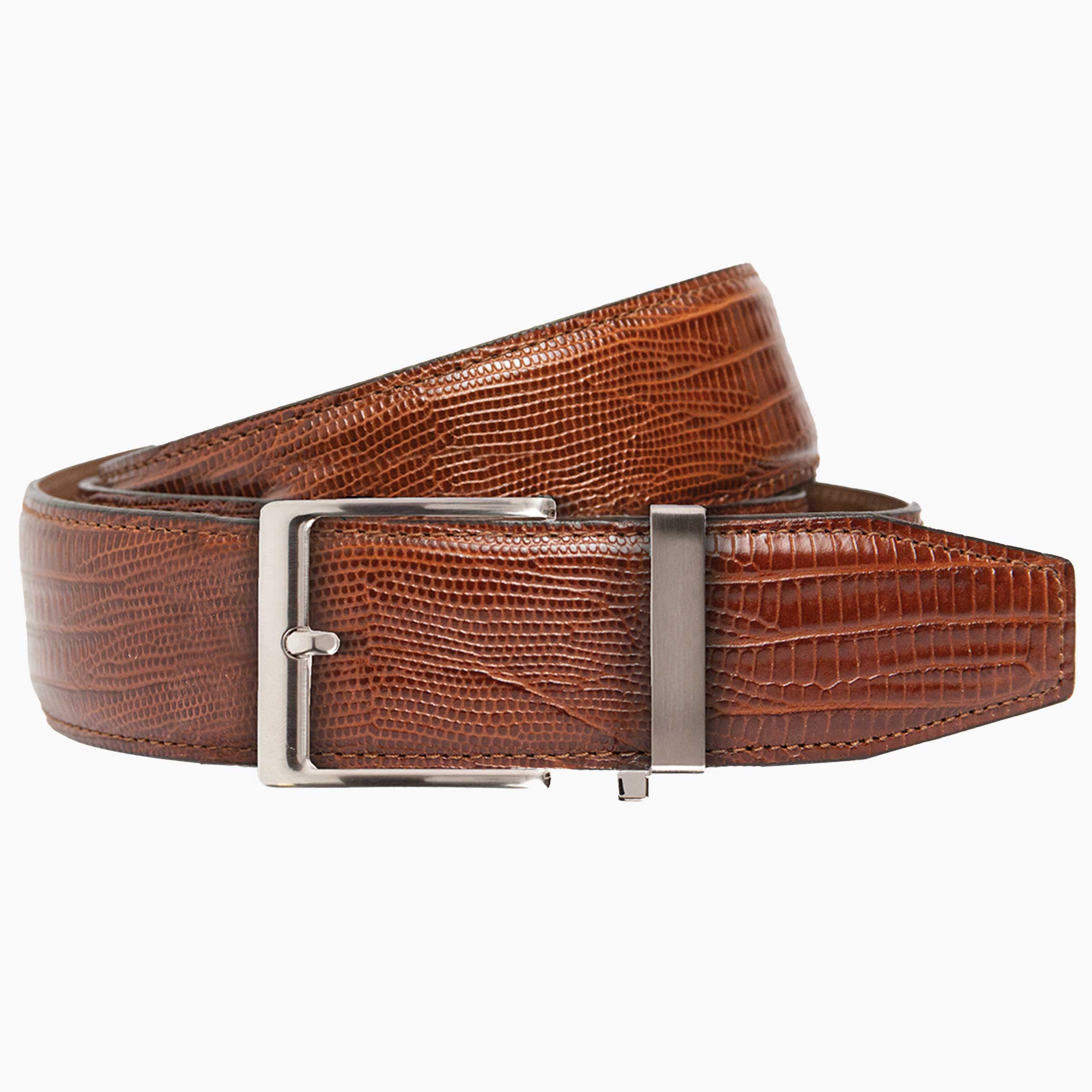 Lizard Brown Dress Ratchet Belt 1.575