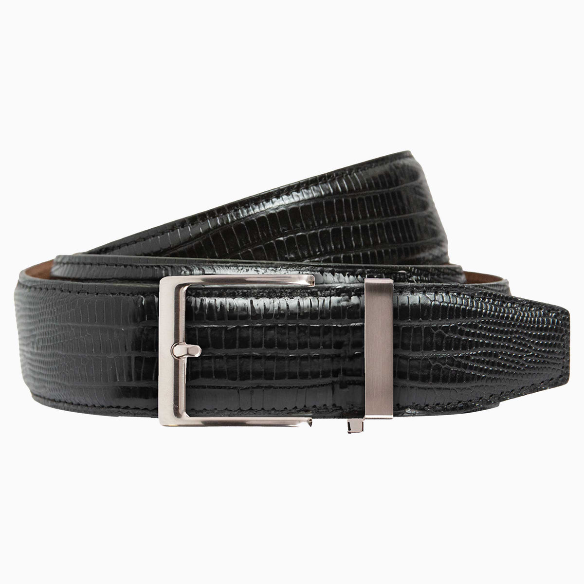 Lizard Black Dress Ratchet Belt 1.575 display picture 1