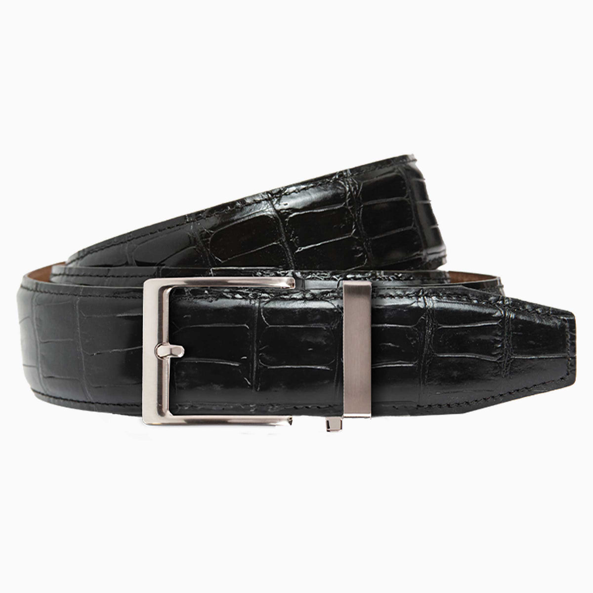 Crocodile Black Luxury Ratchet Belt 1.575