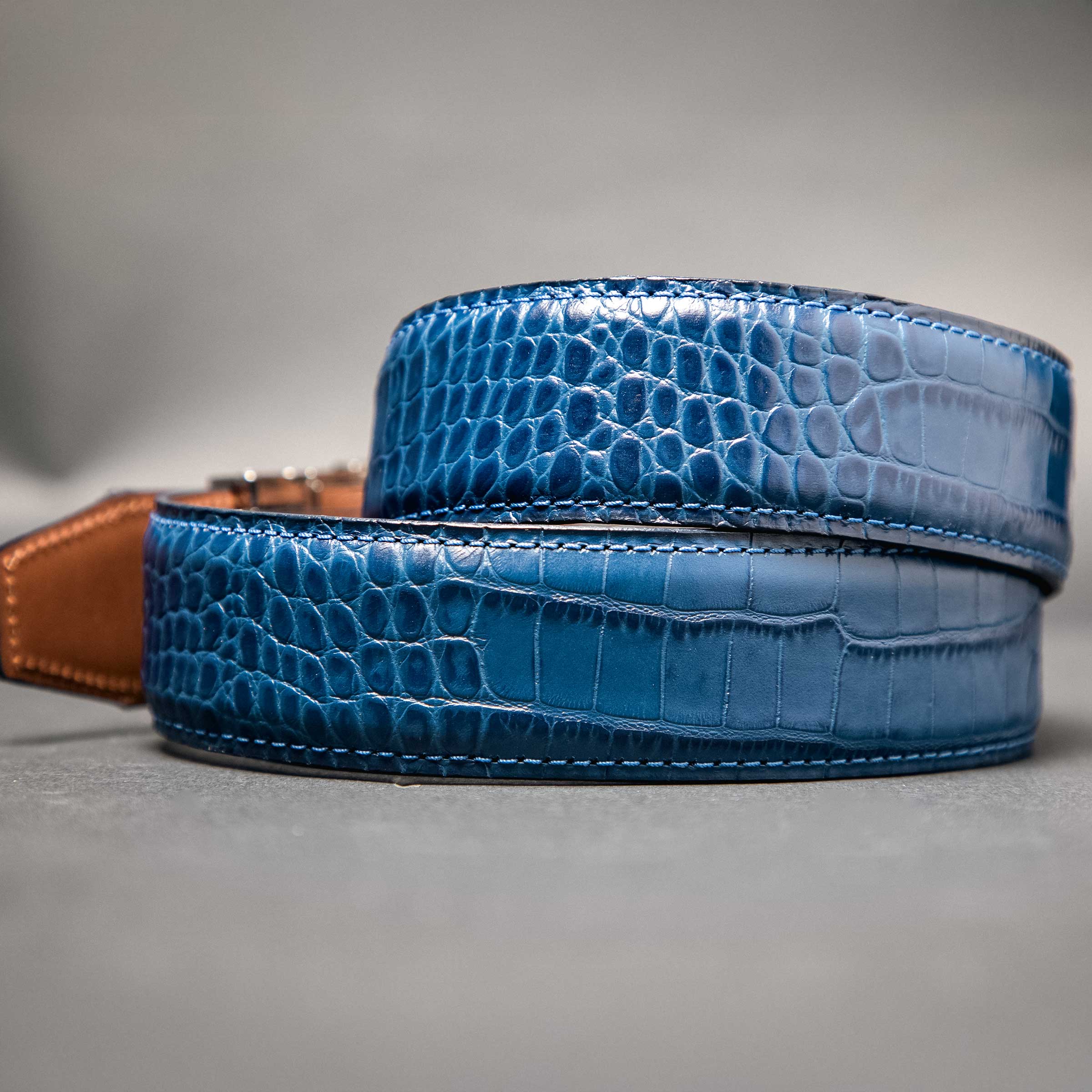 Kayiman Navy Luxury Ratchet Belt ‚Äì Rowland Thomas Collection